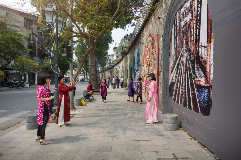 Phung Hung Street of Murals Hanoi Vietnam